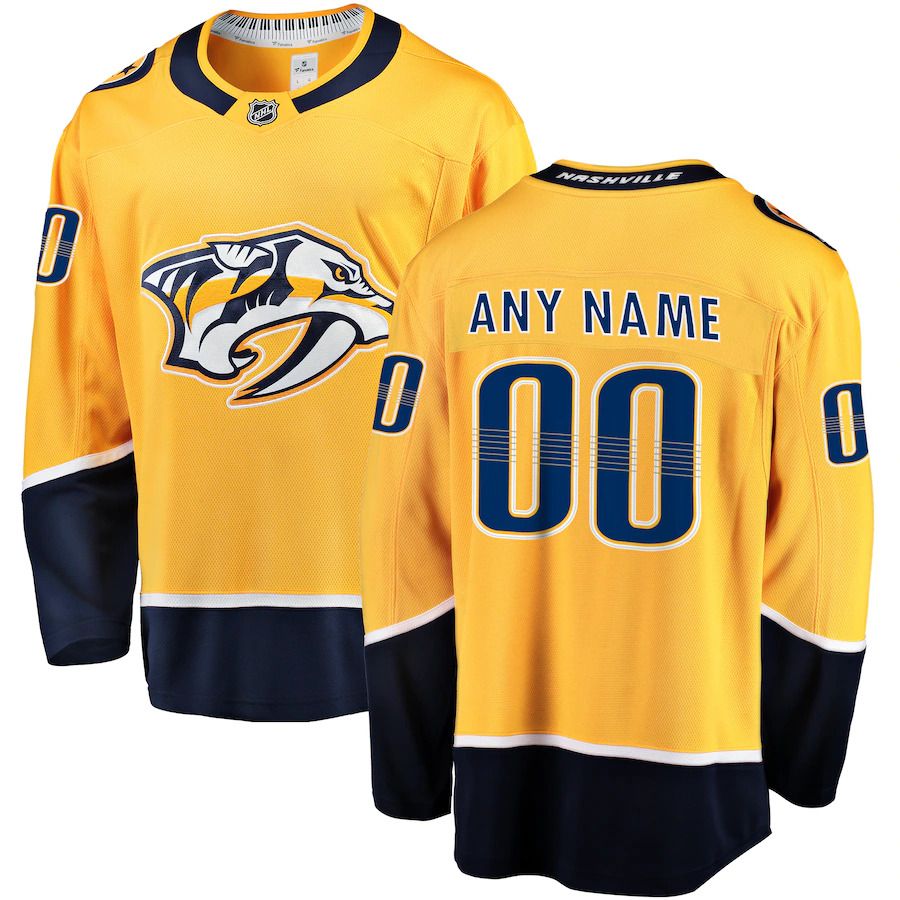 Men Nashville Predators Fanatics Branded Gold Home Breakaway Custom NHL Jersey->nashville predators->NHL Jersey